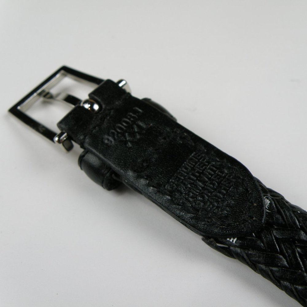 Black Braided Leather Women's Belt XXL 54" x 3/4"W - Picture 3 of 4